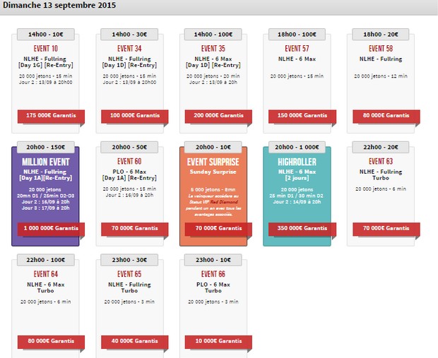 Winamax Series : le calendrier