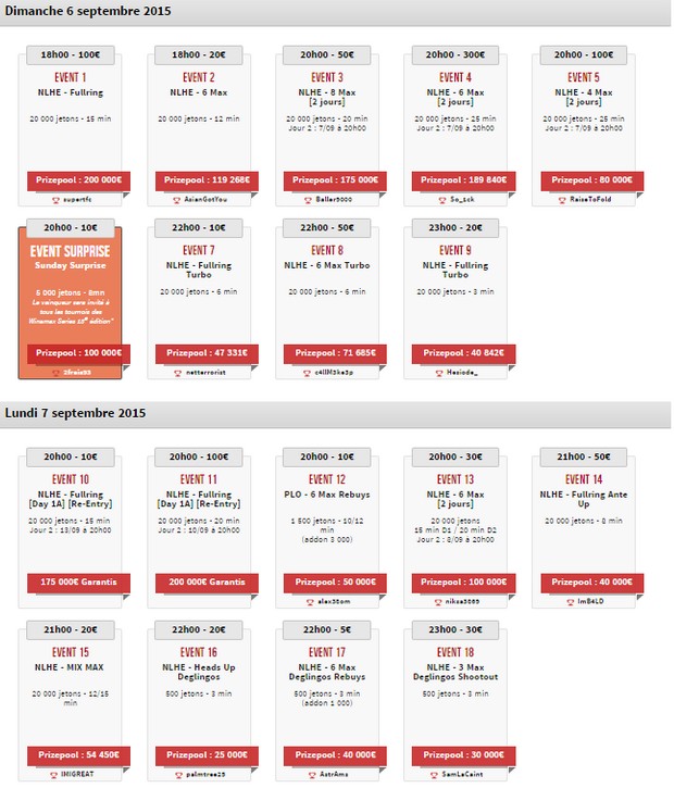 Winamax Series le programme