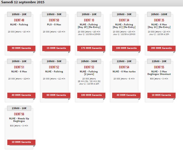 Le calendrier des Winamax Series