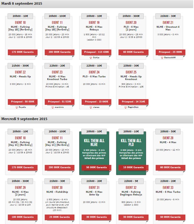 Le programme des Winamax Series