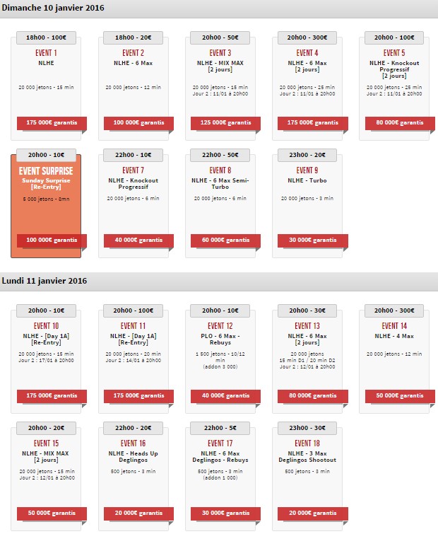 Les 10 et 11 Janvier des Winamax Series