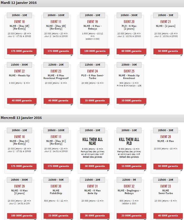 Le programme des Winamax Series