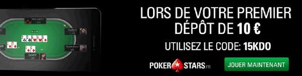€15 gratis untuk pendaftaran dengan kode promo PokerStars