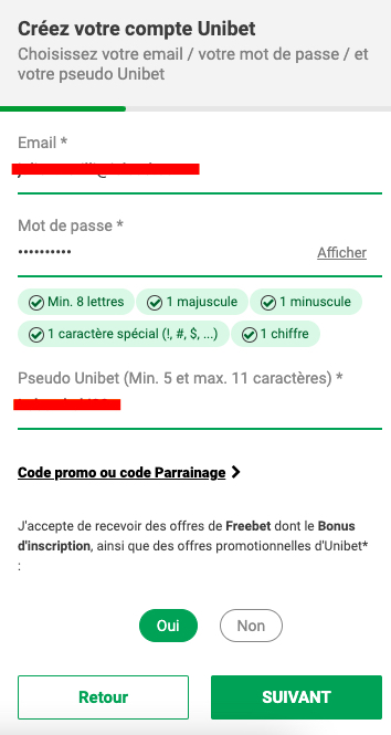 Mot de passe et identifiant Unibet