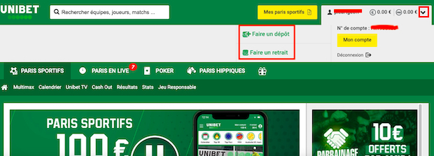 Opérations bancaires Unibet