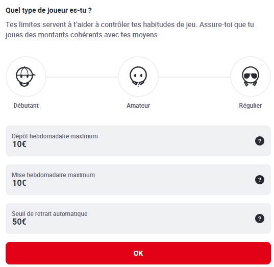 Inscription Betclic : limites de jeu 